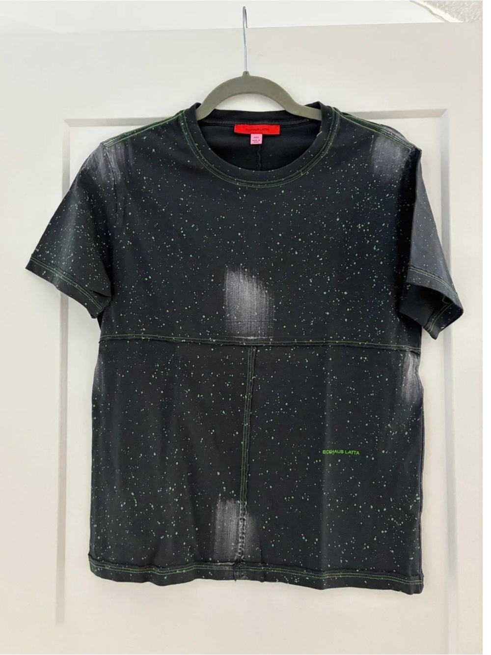 ECKHAUS LATTA LAPPED Black Distressed Graphic Cotton T-Shirt - Picture 2 of 4